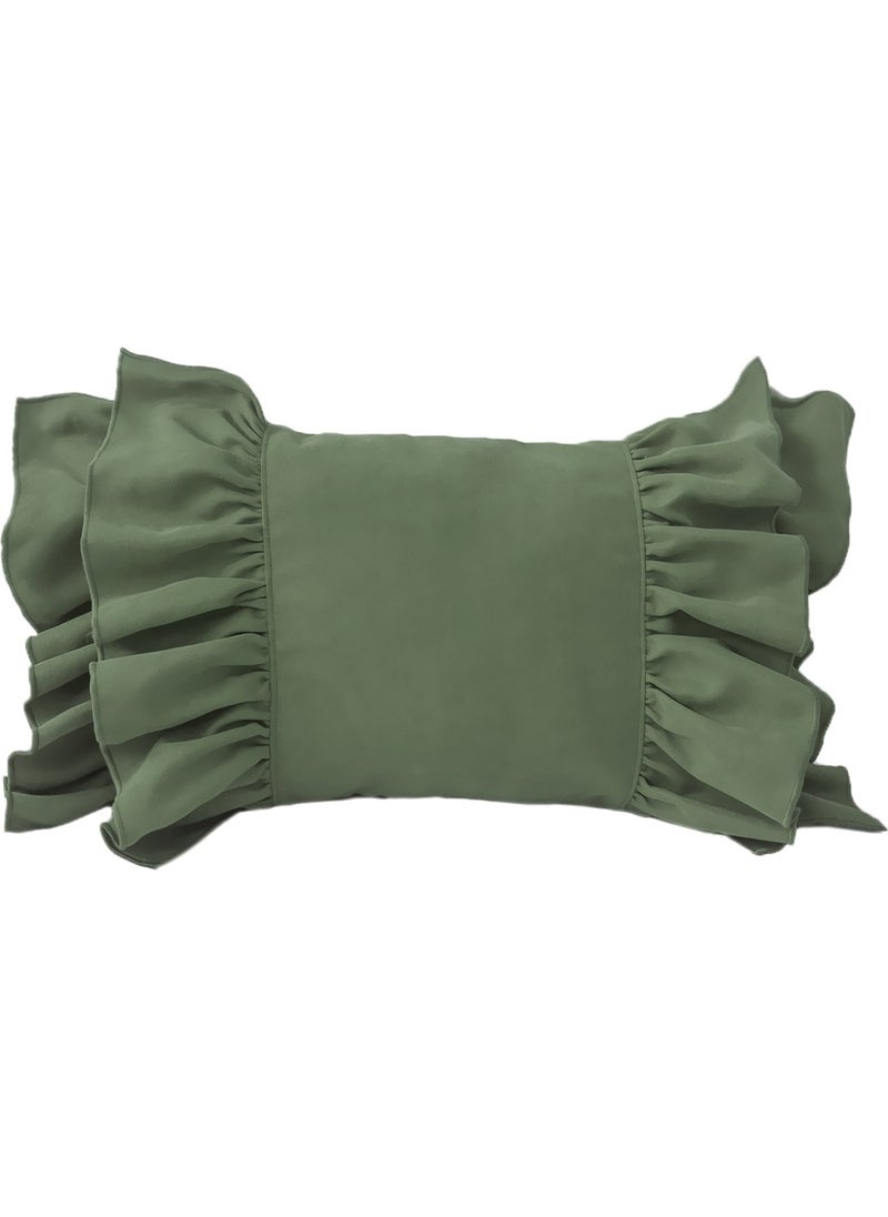 Ritmo Home Frilly Vintage Bohemian Throw Pillow Cover Green 