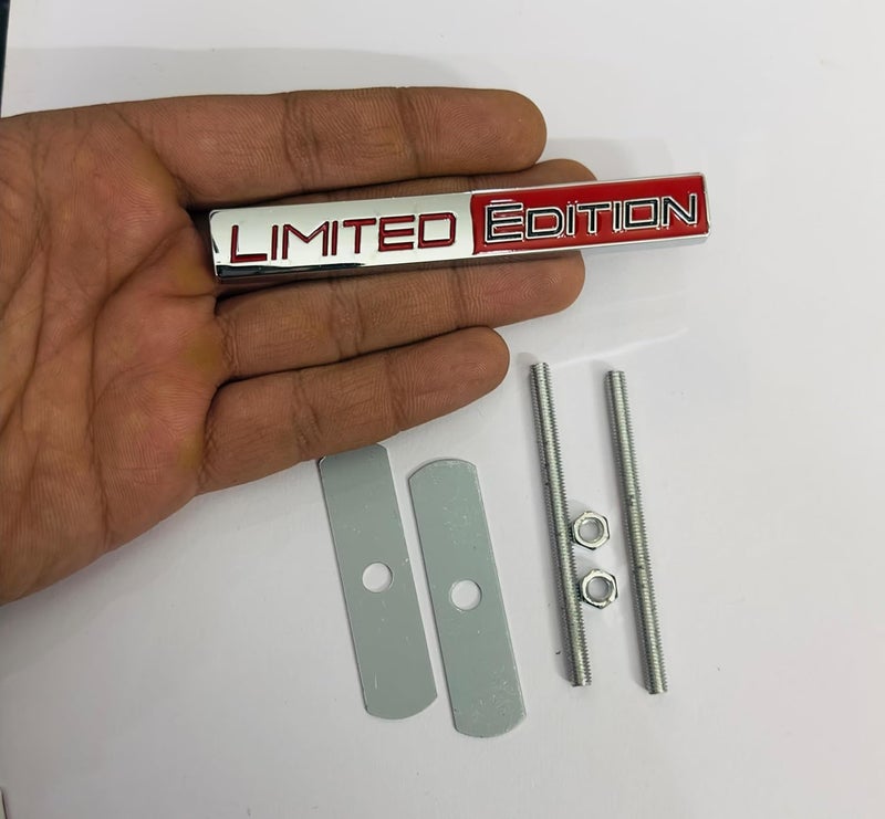 AUTO MT شعارات للسيارة والدراجة شعار معدني وشبكة معدنية، ملحقات السيارات لشعار 3D شارة ملصق رياضة السيارات ملصق جولة كبيرة إصدار محدود باللون الكروم الأحمر - Image 2