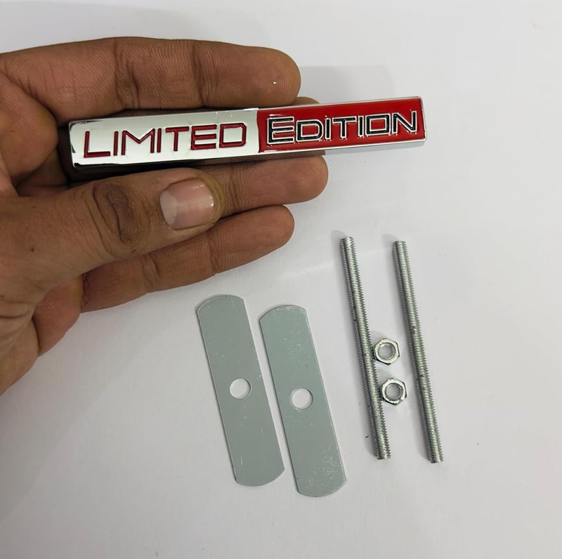 AUTO MT شعارات للسيارة والدراجة شعار معدني وشبكة معدنية، ملحقات السيارات لشعار 3D شارة ملصق رياضة السيارات ملصق جولة كبيرة إصدار محدود باللون الكروم الأحمر - Image 1