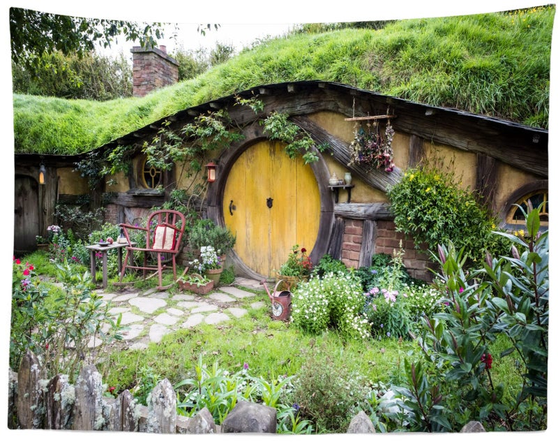 BELECO 7x5ft Fabric Hobbiton Cave Backdrop Matamata Rural Living Cabin Green Grass Garden for Hobbit Decor Background for Ring Lord Fans Party Birthday Party Decorations Banner Photo Props - Image 5