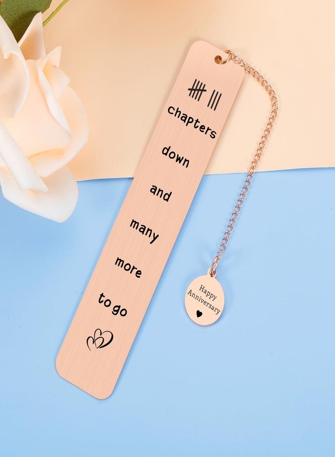 KINMES Bronze Anniversary Bookmark Gifts for Men Women, 8th Wedding Anniversary Bookmark for Wife Husband, 8 Year Anniversary Bronze Gift for Women Men Couple - Image 2