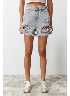 Gray Ripped Detailed High Waist Denim Shorts TWOSS22SR00152 - pzsku/ZF4C0FE6BBF75CCBB722DZ/45/_/1730939777/d7a327e3-7283-4bcd-b0fd-7cdc5e87289e