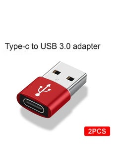 2-Piece Type-C to USB-A Converter OTG Adapter Set Red