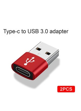 2-Piece Type-C to USB-A Converter OTG Adapter Set Red
