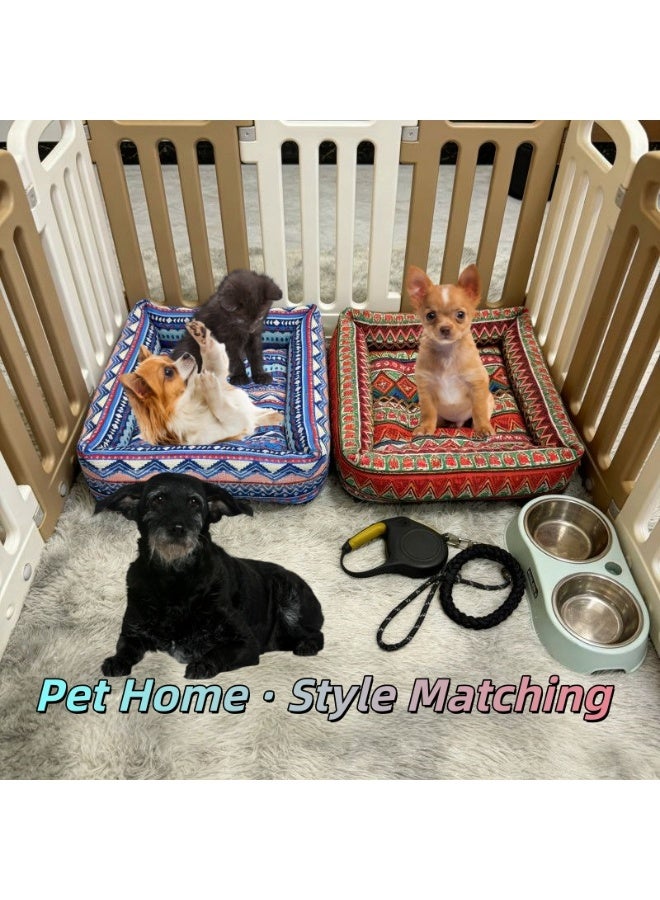 زيشينغ سرير كلاب Zisheng كبير، مناسب للقطط، سرير كلاب كبير، سرير جرو، سرير كلاب صغير، سرير حيوانات أليفة قابل للغسل بنمط بوهيمي مع قاعدة غير قابلة للانزلاق، قطن ناعم ودافئ، 60x50x10 سم (أزرق كبير) - Image 5