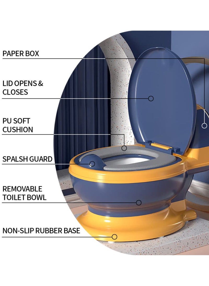 RUIYADA - Potty Training Toilet Realistic Potty Training Seat Toddler Potty Chair with Soft Seat Removable Potty Pot Toilet Tissue Dispenser and Splash Guard Non-Slip for Toddler& Baby& Kids - Image 1