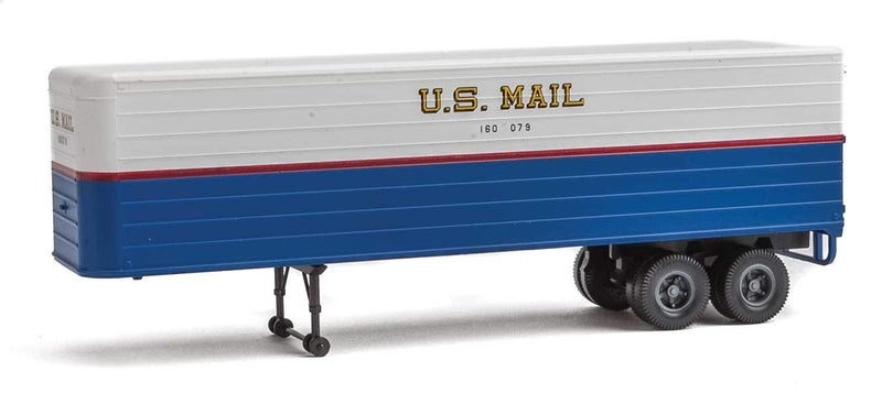 Walthers 35 FlutedSide Trailer 2Pack Assembled US Mail blue white red stripe gold shadow lettering - Image 2