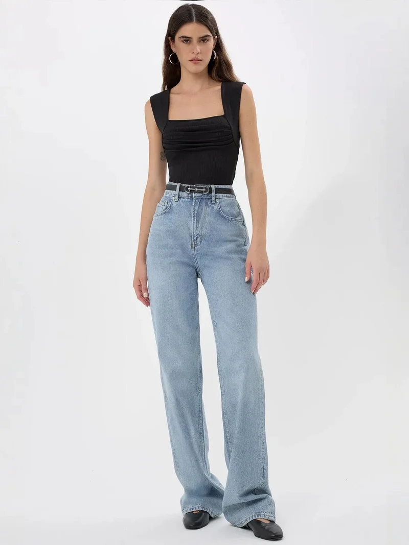 HICCUP Ruched Square-Neck Blouse