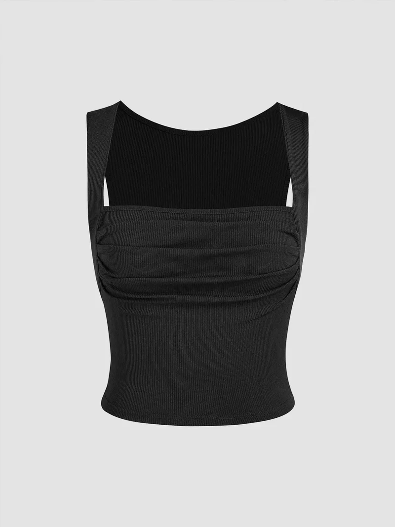 Ruched Square-Neck Blouse