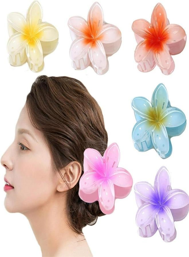 6 PCS Flower Hair Clip, Flower Claw Clips with Nonslip, Cute Hair Clips with Strong Hold, Claw Clip for Hawaiian, Claw Hair Clips for Women Thick Hair and Thin Hair - Image 1