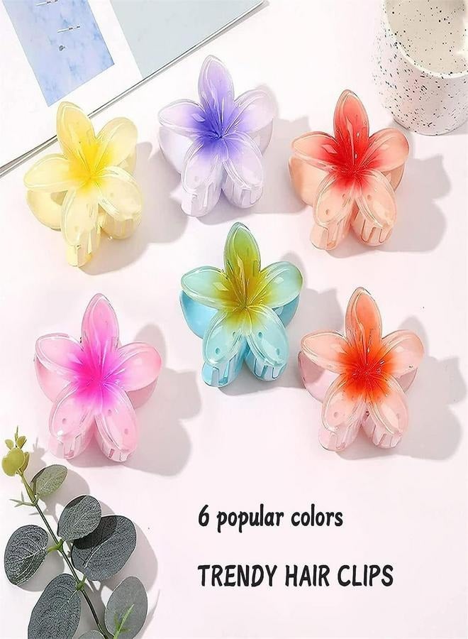 6 PCS Flower Hair Clip, Flower Claw Clips with Nonslip, Cute Hair Clips with Strong Hold, Claw Clip for Hawaiian, Claw Hair Clips for Women Thick Hair and Thin Hair - Image 2