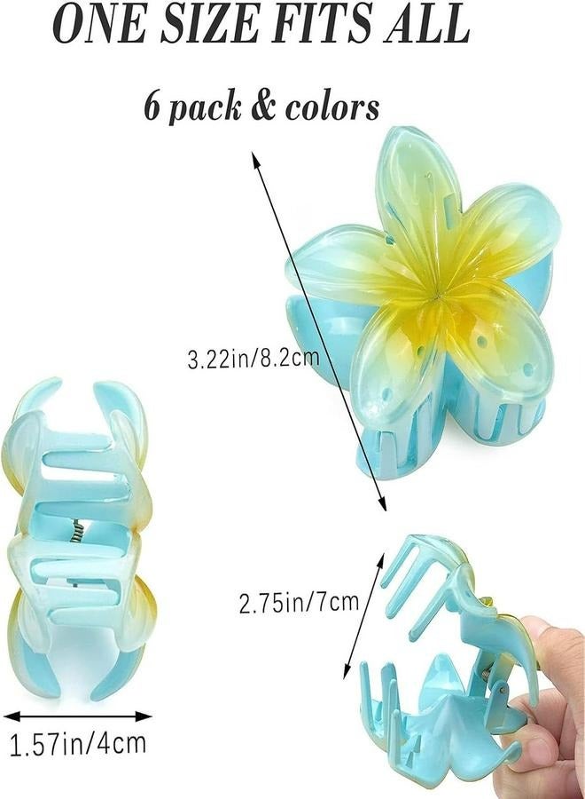 6 PCS Flower Hair Clip, Flower Claw Clips with Nonslip, Cute Hair Clips with Strong Hold, Claw Clip for Hawaiian, Claw Hair Clips for Women Thick Hair and Thin Hair - Image 3