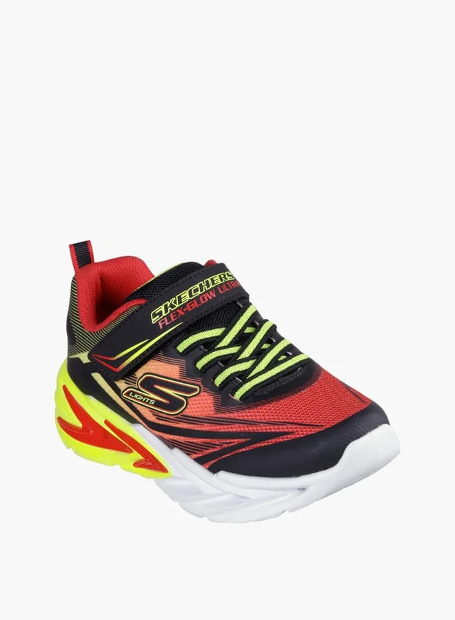 SKECHERS Boys' Printed Light-Up Sneakers with Hook and Loop Closure - FLEXGLOW ULTRA