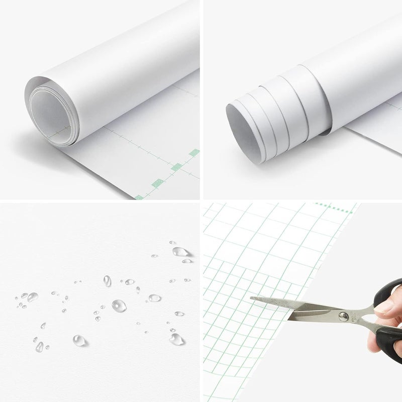 seonta 16"x78.7" Matte White Wallpaper White Peel and Stick Wallpaper Self Adhesive Removable Wallpaper Thick Decorative Vinyl Film Waterproof Contact Paper for Walls Countertop Cabinets Furniture - Image 2