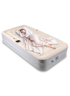 XIPH Single Size Air Mattress with Built-in Pump, Ultra Plush Fiber Technology, Double Booster, 75x27x16 Inches - Grey, Ideal for Home, Travel & Camping  - Image 1