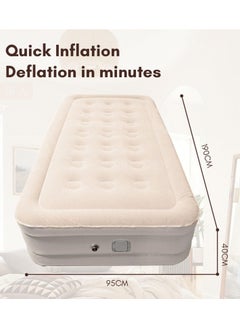 XIPH Single Size Air Mattress with Built-in Pump, Ultra Plush Fiber Technology, Double Booster, 75x27x16 Inches - Grey, Ideal for Home, Travel & Camping  - Image 5