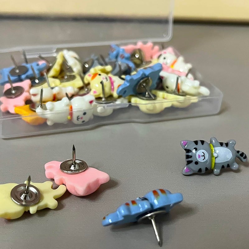 Supfoxer Cat Push Pins for Bulletin Board,Cat Office Supplies Decorative Cute Thumb Tacks for Cork Board Hanging Posters Photos Maps ï¼ˆ30pcsï¼‰ - Image 4