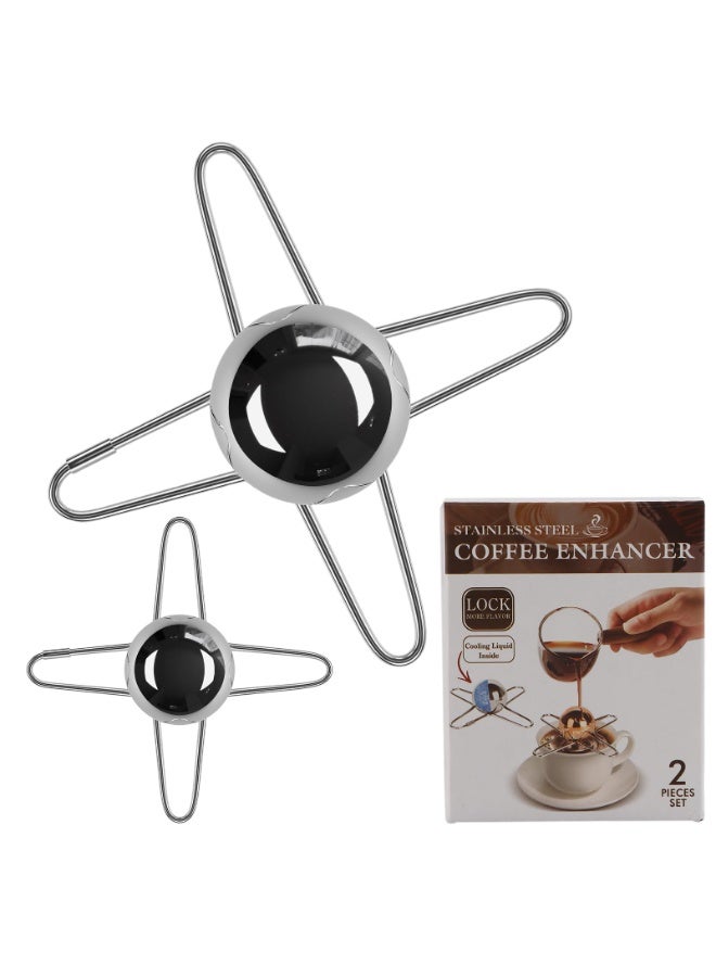 Stainless Steel Espresso Cooling Ball Set with Stands, 2 Pack - Image 3