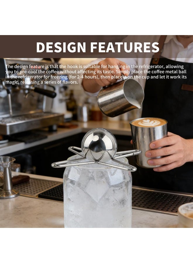 Stainless Steel Espresso Cooling Ball Set with Stands, 2 Pack - Image 4