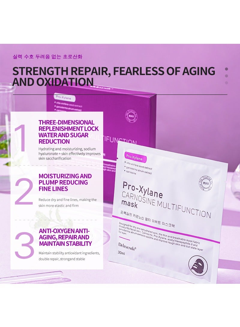 DEleventh Korean Brand Pro-Xylane Carnosine Multifunction Facial Mask 30ml × 5pcs / Anti-Aging & Anti-Wrinkle Formula to Reduce Fine Lines for a Hydrated, Youthful, and Radiant Complexion - Image 3