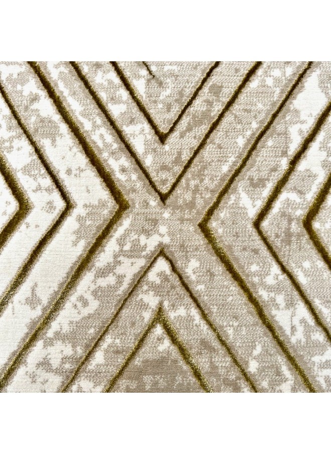 HANDPICKED FURNITURE Handpicked Furniture Geometric Gold Rug, Ultra Soft Area Carpets For Bed Room, Living Room, And Dining Room, Antislip Floor Carpets, Easy To Clean, Made In Turkey, Rectangle  - Image 4