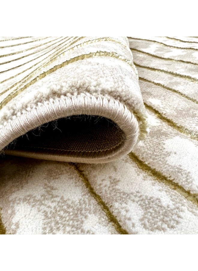HANDPICKED FURNITURE Handpicked Furniture Geometric Gold Rug, Ultra Soft Area Carpets For Bed Room, Living Room, And Dining Room, Antislip Floor Carpets, Easy To Clean, Made In Turkey, Rectangle  - Image 3