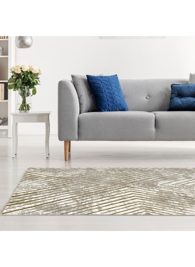 HANDPICKED FURNITURE Handpicked Furniture Geometric Gold Rug, Ultra Soft Area Carpets For Bed Room, Living Room, And Dining Room, Antislip Floor Carpets, Easy To Clean, Made In Turkey, Rectangle  - Image 2