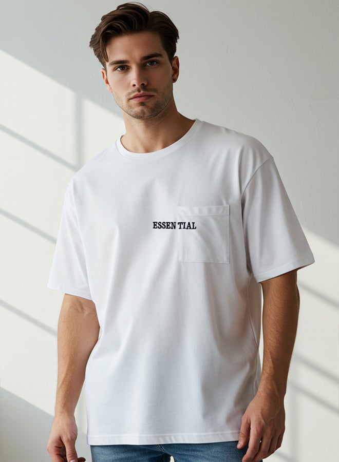 trendyol White  Oversize/Wide Cut 100% Cotton Pocket Embroidered T-Shirt  - Image 1
