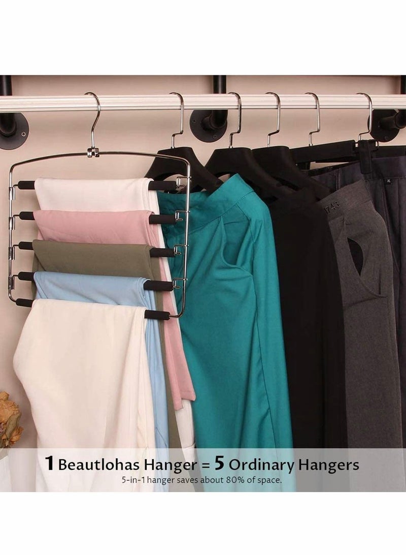 Y&D Pants Hangers 5 Layers Multi Trouser Space Saving Stainless Steel Non-Slip Foam Padded Swing Arm for Pants, Trousers, Jeans, Scarves, Skirt - Image 5