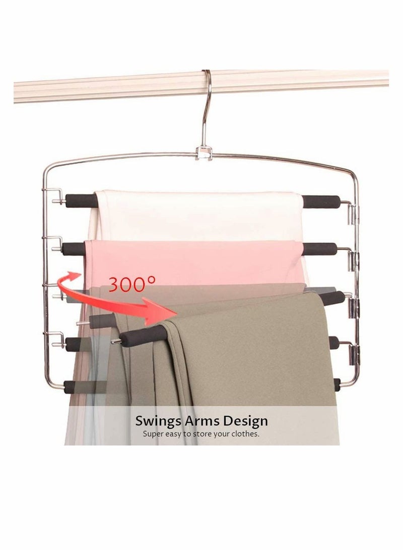 Y&D Pants Hangers 5 Layers Multi Trouser Space Saving Stainless Steel Non-Slip Foam Padded Swing Arm for Pants, Trousers, Jeans, Scarves, Skirt - Image 3