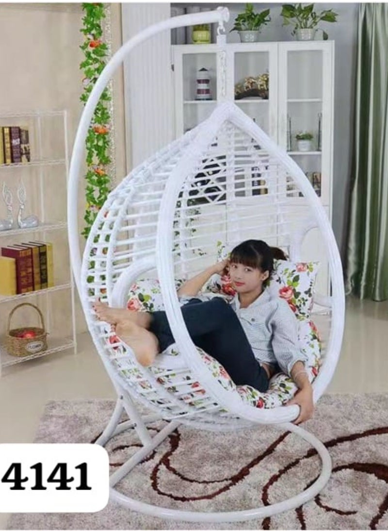 SILA Hanging Egg Indoor Outdoor Patio Wicker Rattan Swing Chair with UV Resistant Random Washable Cushions & Iron Frame for Garden Living Room & Backyard (4141 White) - pzsku/ZF4C15F3B0BDBFEEBE903Z/45/_/1710837337/7f623f2a-58a6-437a-9acc-ae55aee5ae0d