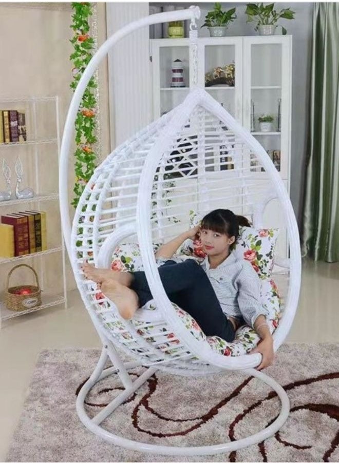 SILA Hanging Egg Indoor Outdoor Patio Wicker Rattan Swing Chair with UV Resistant Random Washable Cushions & Iron Frame for Garden Living Room & Backyard (4141 White) - pzsku/ZF4C15F3B0BDBFEEBE903Z/45/_/1710837350/556058fd-5bbf-41ea-9cc0-a73ae69eae5e