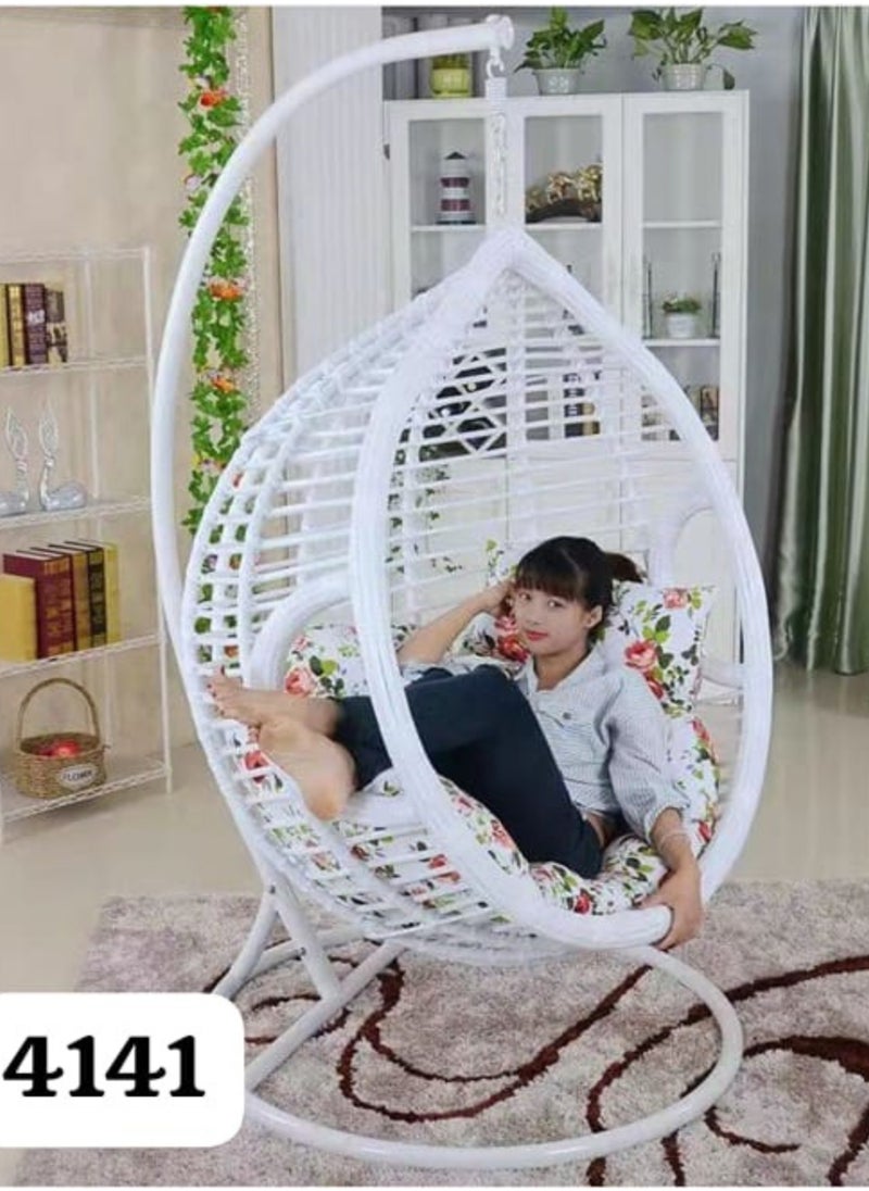 SILA Hanging Egg Indoor Outdoor Patio Wicker Rattan Swing Chair with UV Resistant Random Washable Cushions & Iron Frame for Garden Living Room & Backyard (4141 White) - pzsku/ZF4C15F3B0BDBFEEBE903Z/45/_/1710837351/3ebf05ac-b40e-4398-a2fe-00a226c359f5