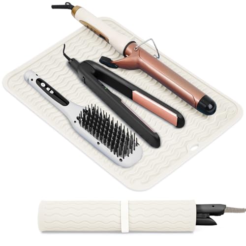 Suafrnut Oversize Silicone Heat Resistant Mat, Portable Travel Mat Cover for Curling Irons, Flat Irons, Hair Straightener and Hot Hair Styling Tools(14.2" x 11") - Image 1