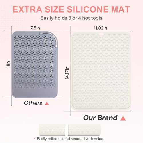 Suafrnut Oversize Silicone Heat Resistant Mat, Portable Travel Mat Cover for Curling Irons, Flat Irons, Hair Straightener and Hot Hair Styling Tools(14.2" x 11") - Image 3
