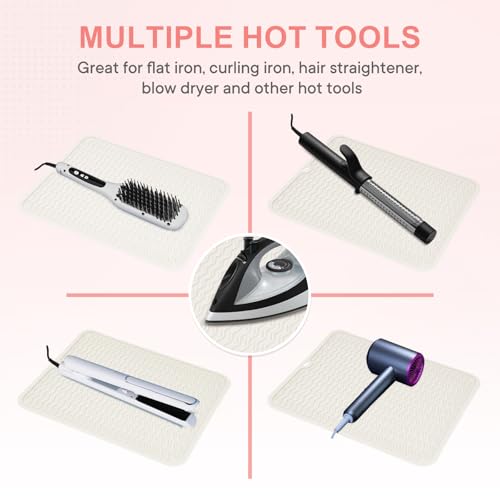 Suafrnut Oversize Silicone Heat Resistant Mat, Portable Travel Mat Cover for Curling Irons, Flat Irons, Hair Straightener and Hot Hair Styling Tools(14.2" x 11") - Image 5