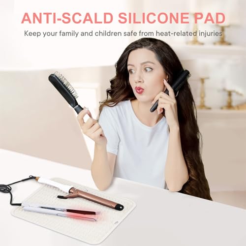 Suafrnut Oversize Silicone Heat Resistant Mat, Portable Travel Mat Cover for Curling Irons, Flat Irons, Hair Straightener and Hot Hair Styling Tools(14.2" x 11") - Image 2