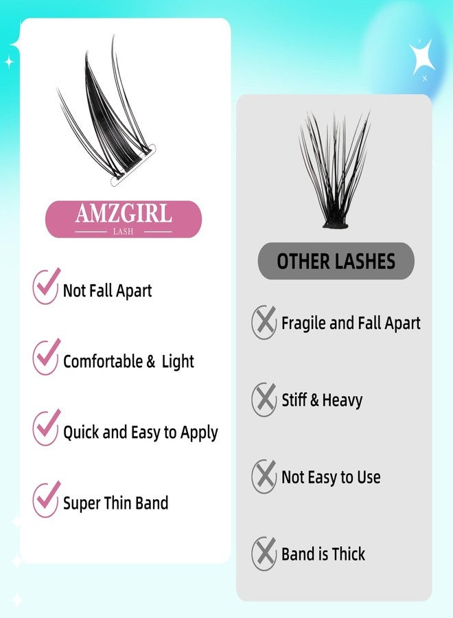 AMZGIRL LASH Manga Style Fairy Lash Clusters 144pcs DIY Individual Lash Clusters Natural for Eyelash Extensions Manga Lashes Wispy with Invisible Band(8-16mm-Mixed) - Image 5