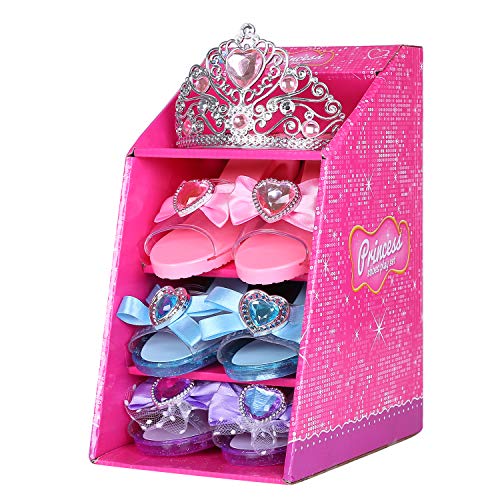 Mastom Girls Play Set! Princess Dress Up Shoes and Tiara (3 Pairs of Shoes + 1 Tiara) Role Play Collection Fashion Princess Shoe for Little Girls - Image 2