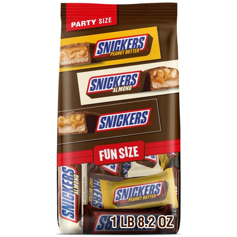 SNICKERS Original, Peanut Butter & Almond Fun Size Milk Chocolate Candy Bars Variety Assortment, Party Size, 24.02 Oz Bulk Bag - Image 1