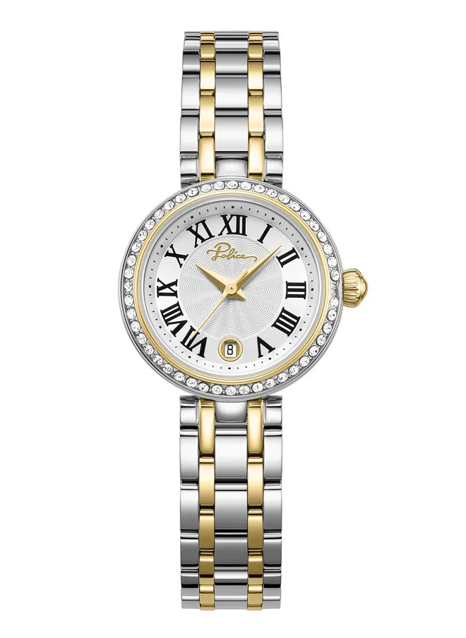 POLICE Denali Women's 36mm Two-Tone Watch with Silver Sunray Dial, Gold-Plated Hands & 316L Stainless Steel 5-Link Bracelet