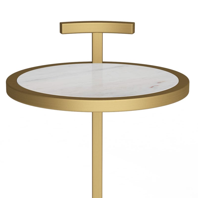 Simpli Home SIMPLIHOME Brook Contemporary 10 Inch Wide Metal C Side Table in White / Gold, For the Living Room and Bedroom - Image 5