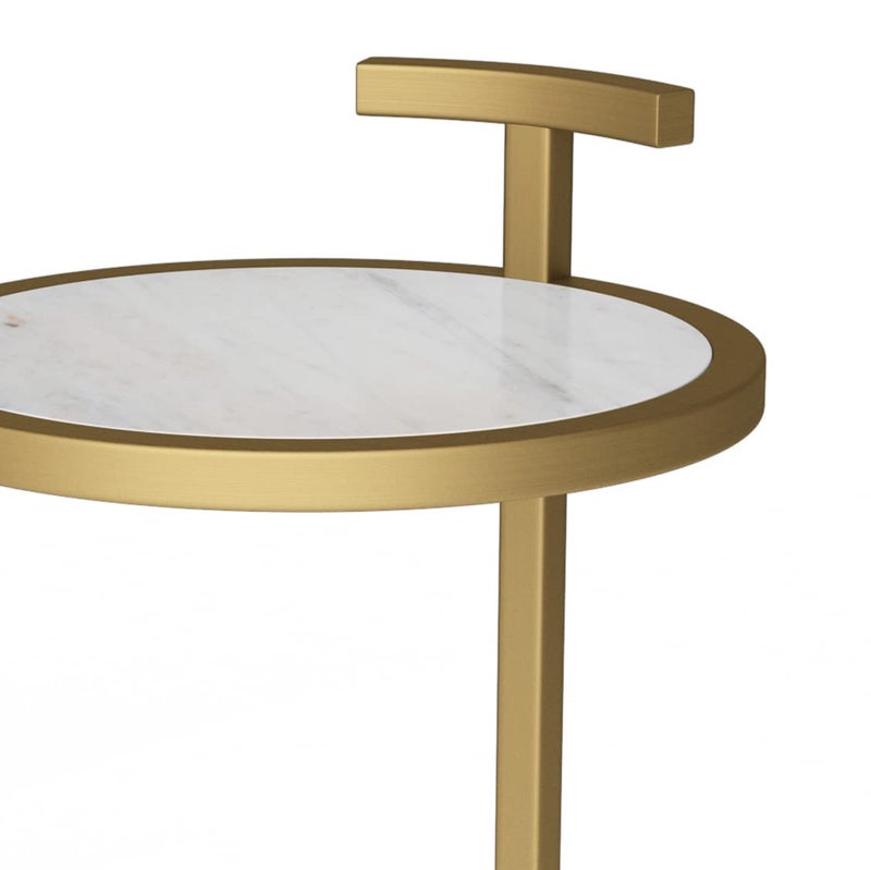 Simpli Home SIMPLIHOME Brook Contemporary 10 Inch Wide Metal C Side Table in White / Gold, For the Living Room and Bedroom - Image 3