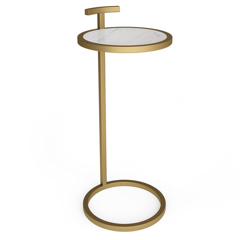 Simpli Home SIMPLIHOME Brook Contemporary 10 Inch Wide Metal C Side Table in White / Gold, For the Living Room and Bedroom - Image 1