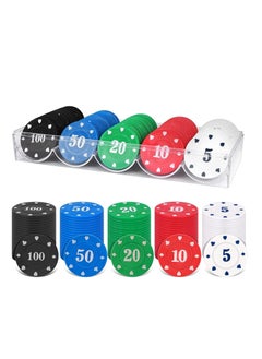 KASTWAVE Round Chips Learning Toys with Storage Box, 100 Pcs/Set 5 Color Round Chips Counting Numbers Teaching for Crafts Decoration, Plastic Counting Chips for Math  - Image 1
