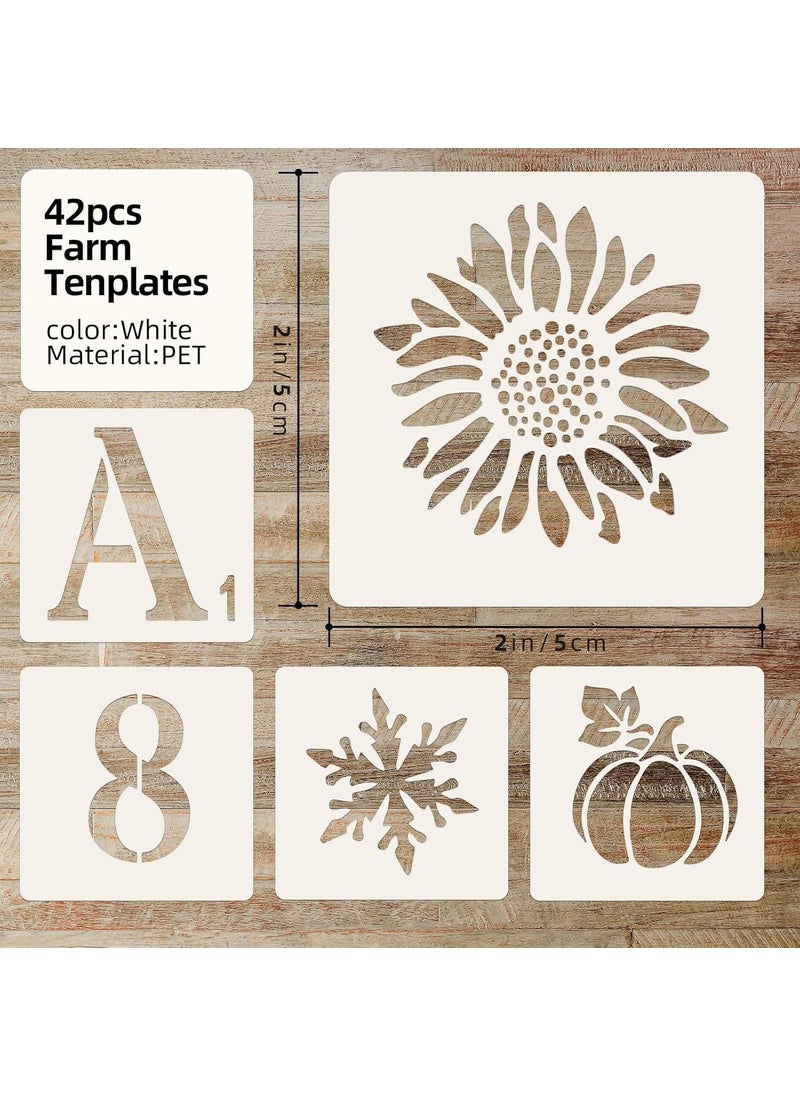 Prasacco Prasacco 42 Pieces Alphabet and Numbers Stencils, 2 INCH Reusable Plastic Letter Numbers Templates Drawing Art Craft Stencil for Painting on Wood Wall Fabric Rock Chalkboard Signage DIY  - Image 2