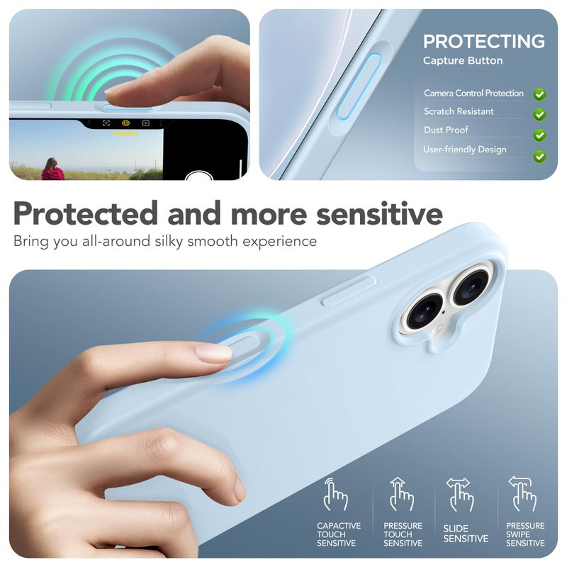 GONEZ Magnetic for iPhone 17 Case, Compatible with MagSafe, [Screen Protector + Camera Lens Protector], Liquid Silicone Anti-Scratch Shockproof Protective Phone Case 6.3 inch, Blue - Image 5