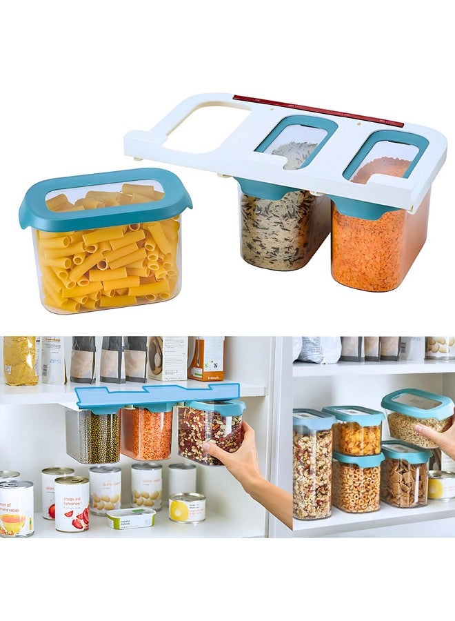 Home Essentials HomeEssentials Hanging Storage Containers for Kitchen - Drawer Base Airtight Plastic Containers for Pulses Storage/Space Saving Under Shelf Design, 900ml (1 Set of 3 Pcs), Transparent - Image 1