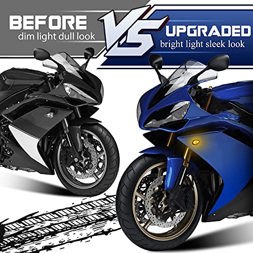 QUASCO Flush Mount Motorcycle Turn Signals Smoked Lens led Blinkers Compatible with Yamaha YZF R1 R3 R6 R6S FJ 09 FZ MT 07 09, Amber - Image 3