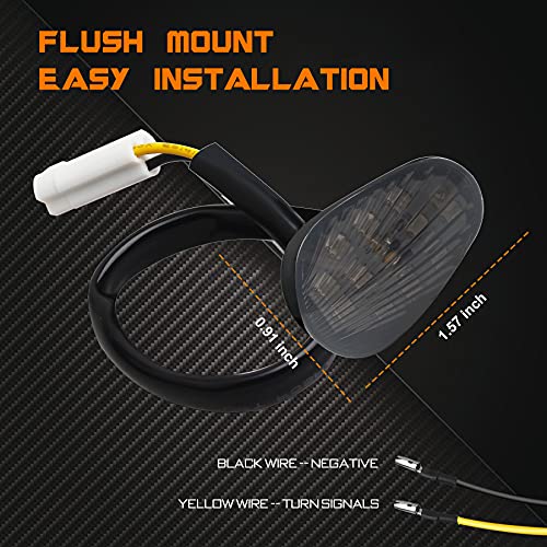QUASCO Flush Mount Motorcycle Turn Signals Smoked Lens led Blinkers Compatible with Yamaha YZF R1 R3 R6 R6S FJ 09 FZ MT 07 09, Amber - Image 5